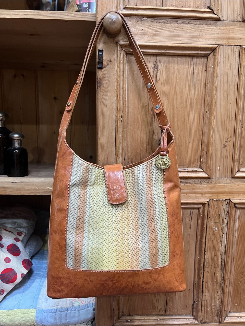 Brahmin Vintage Leather Woven Shoulder Bag